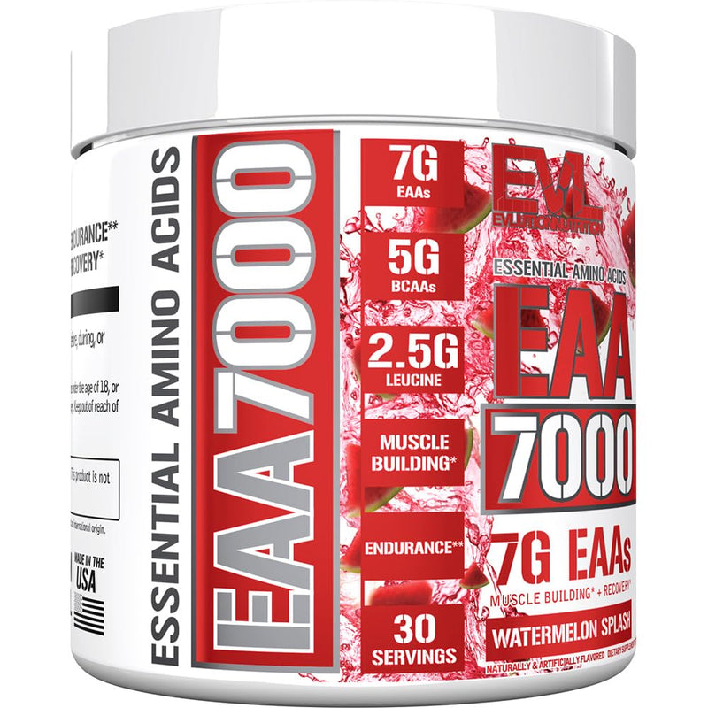EVL EAA Essential Amino Acids Powder Pre & Post Workout - 30 Servings | 7g EAA formula with 5g BCAAs supports muscle recovery, endurance and workout performance - Watermelon Splash
