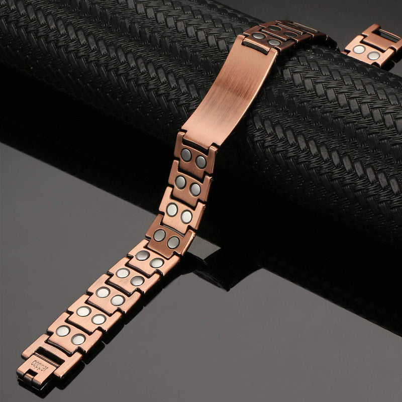 MagEnergy Copper Bracelet for Men, Cross Copper Magnetic Bracelet with Ultra Strength Magnets, Adjustable Link Jewelry Box Gift (Sizing Tool) Copper-Matthew 6:9-13