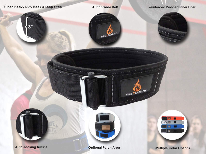 4 Inch Weight Lifting Belt for Men and Women, Back Support for Powerlifting, Squats, Deadlifts, Onlyming Weightlifting & Cross Training Workout Black 26“-31“ Around Navel, Small - BeesActive Australia