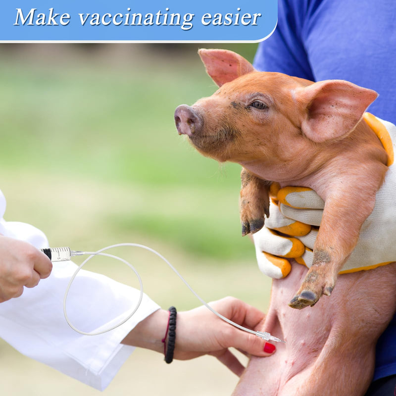Threlaco Vaccinator Flexible Tubing Vaccination Device for Pig Sheep, 39.3" Injection Needle Syringe Liquid Refilling, Drawing Oil Fluid, Feeding Cattle Pig Sheep Livestock Vaccination, Tubing Only