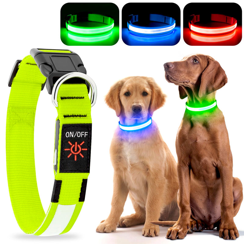 LED Dog Collar- Light up Dog Collars, LED Collar Waterproof, Adjustable Flashing Dog Collar, Rechargeable Dog Collar Visiblity & Safety for Your Dogs (Green, Large) Green - BeesActive Australia