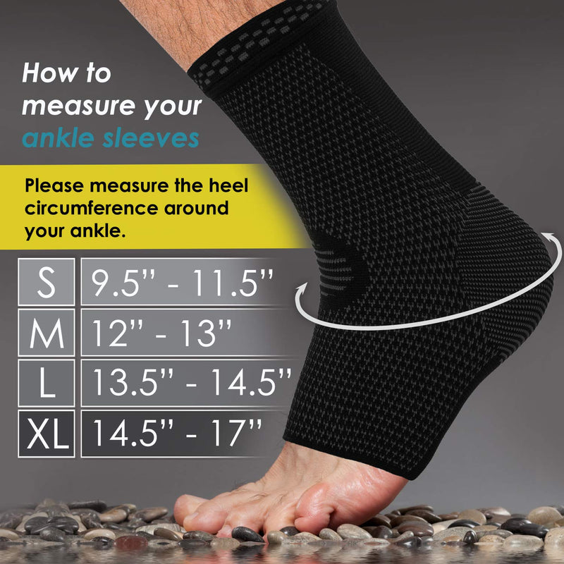 POWERLIX Legs Orthopedic Brace Compression Support Sleeve (Pair) for Swelling, Sprain, Plantar Fasciitis, Arthritis, Tendinitis Medium(2 Pack) Ankle Brace Black - BeesActive Australia