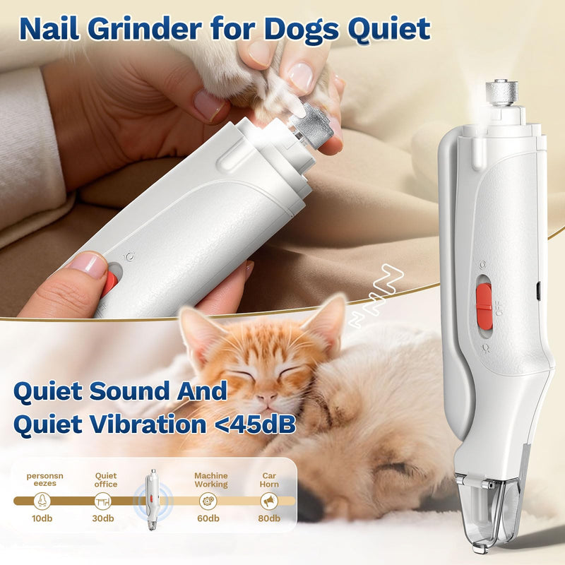 2 in 1 Dog Nail Clippers & Cat Nail Clippers Trimmers for Large Medium Small Dogs Cats Claw Trimmer Quick Sensor and Safety Guard USB Rechargeable Dogs Nail Trimmer with Catcher & 2 LED Lights White