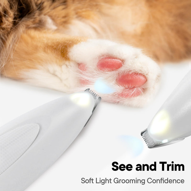 Dog Paw Trimmer with LED Light, Rechargeable Cordless Electric Grooming Clippers, Low Noise Pet Hair Shaver for Small Dogs Cats Trimming Around Paws, Eyes, Ears, Face, Rump - BeesActive Australia