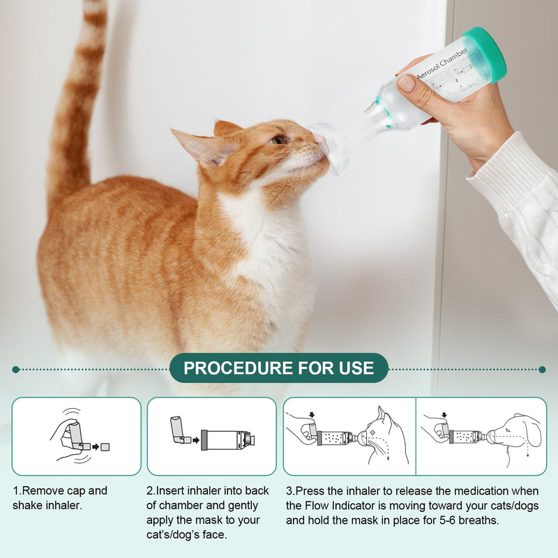 Cat handheld inhaler spacer with 2 cat masks helps breathing and administering medication - BeesActive Australia