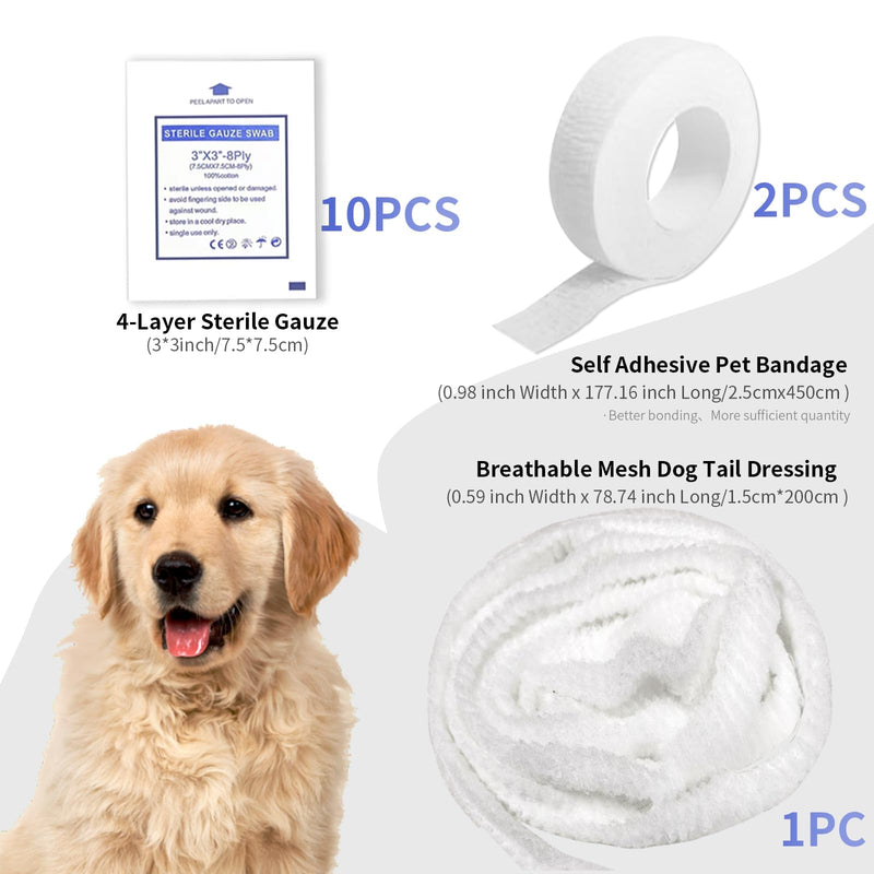 13 Pcs Dog Tail Protector Bandage,Sterile Breathable Vet Wrap Gauze for Dog Tail Cover Guard Wound Care Pet,Liquid Happy Dog Paw Nail Bandage Paw Wounds,Tail Docking Kit Puppies Cats Other Pet Animals - BeesActive Australia