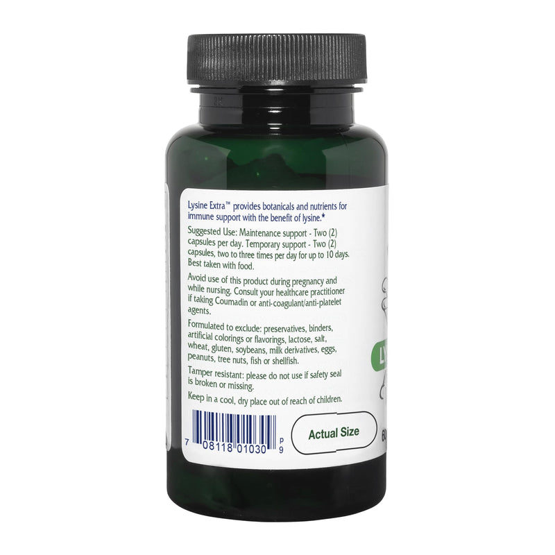Vitanica Lysine Extra - Supplement for Immune System & Cellular Membrane Support - Made with L-Lysine, Lemon Balm, Astragalus, & Vitamin C - Vegan - 60 Capsules Pro Logo - 60 Capsules