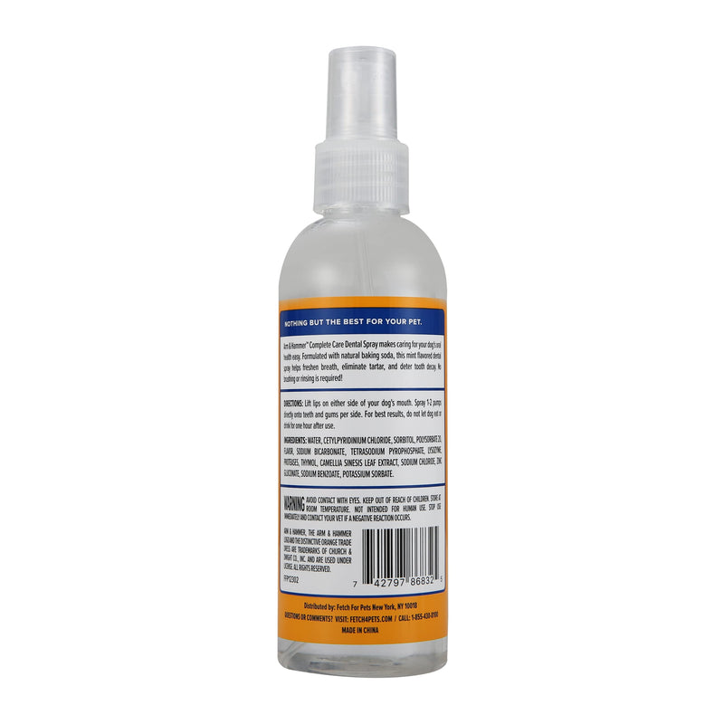Arm & Hammer Complete Care Dog Dental Spray, 6 Fl Oz | Mint Flavor Dog Dental Spray for Easy Brushless Cleaning | Baking Soda Enhanced Formula for Fresh Breath and Tartar Control 6 Fl Ounce (Pack of 1) - BeesActive Australia
