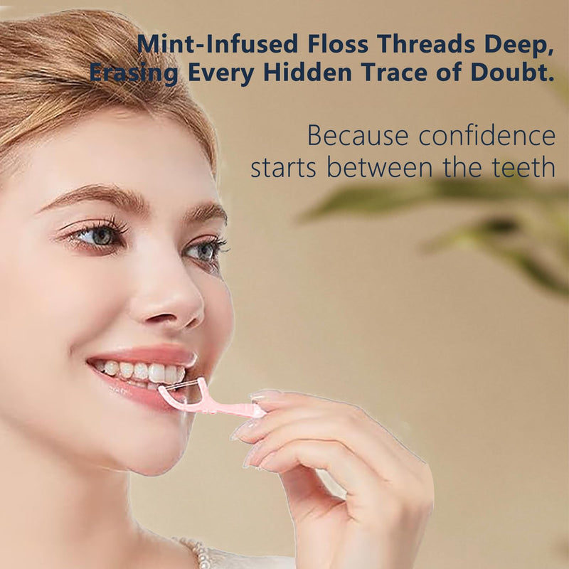 Double Line Dental Floss Picks, 85 Count Mint Flavor Flossers for Deep Cleaning, Upgraded Floss Picks with 2 Portable Travel Cases, Convenient for Cleaning Teeth On The Go, Flossing Sticks for Family Pink