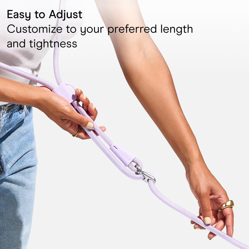Wild One Hands-Free Adjustable Rope Dog Leash, Standard: 4' to 8.5' Long, .5" Wide, Adjustable for Crossbody, Waist & Handheld, Moonstone