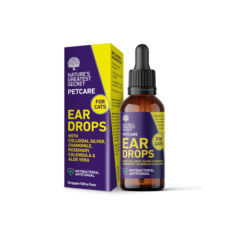 Nature's Greatest Secret Ear Drops for Cats 30ml | Colloidal Silver & Botanicals | Cleans & Conditions | Vegan | UK Made
