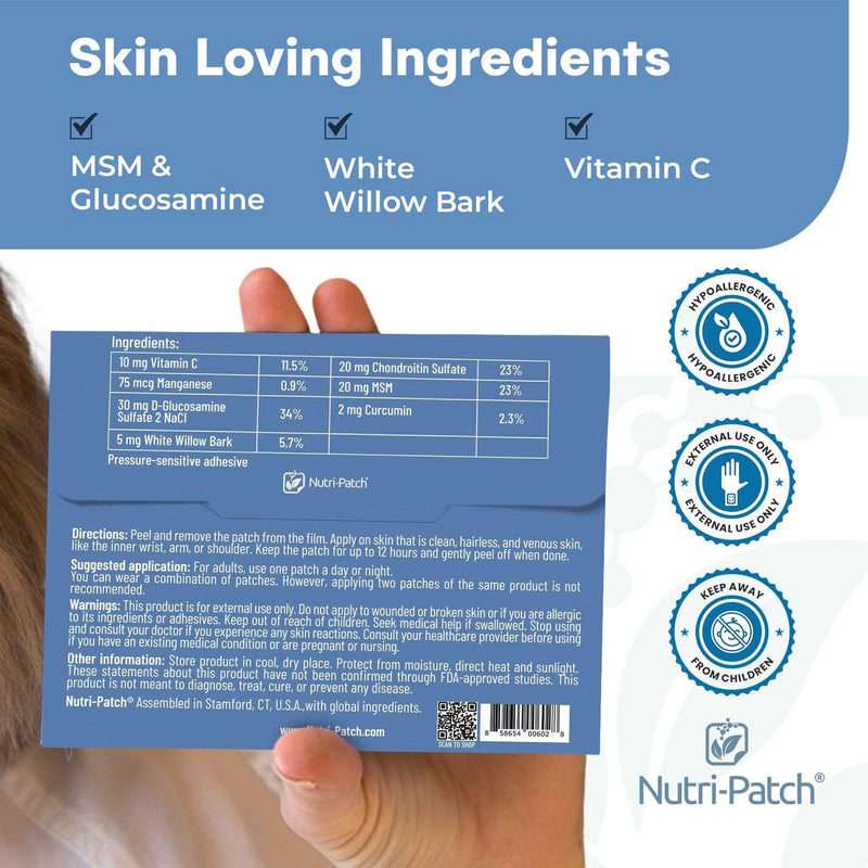 Inflam Body Skin Patches - Infused with Turmeric, MSM, White Willow Bark, Glucosamine & Vitamin C - Hypoallergenic - 30 Patches