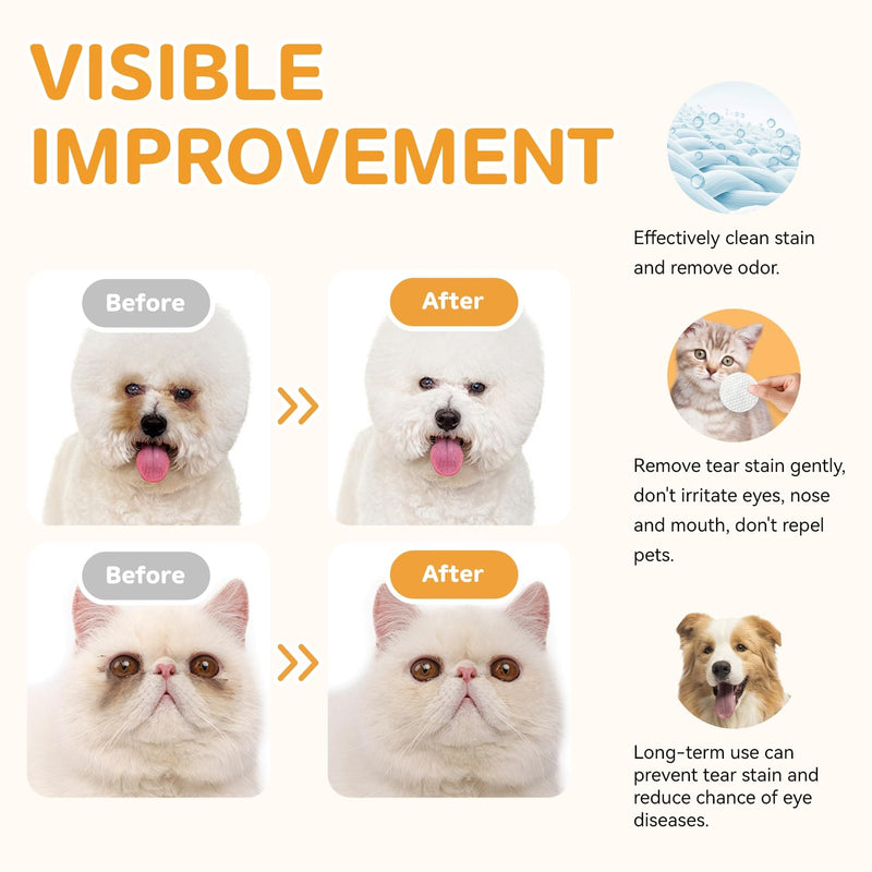 Eyes Wipes for Dogs - Gently Remove Tear Stain - Dog Eye Cleaner,Eye Debris, Discharge, Mucus Secretions - Dog Eye Wipes Tear Stain Remover - Dog & cat Eye Wipes - 220pcs - BeesActive Australia