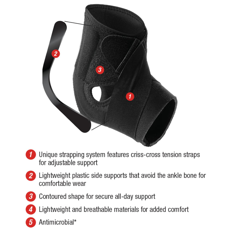 MUELLER Sports Medicine Comfort Flex Ankle Stabilizer, Ankle Pain Relief Support for Men and Women, Ideal for Sprains, Strains, Arthritis, Black, One Size