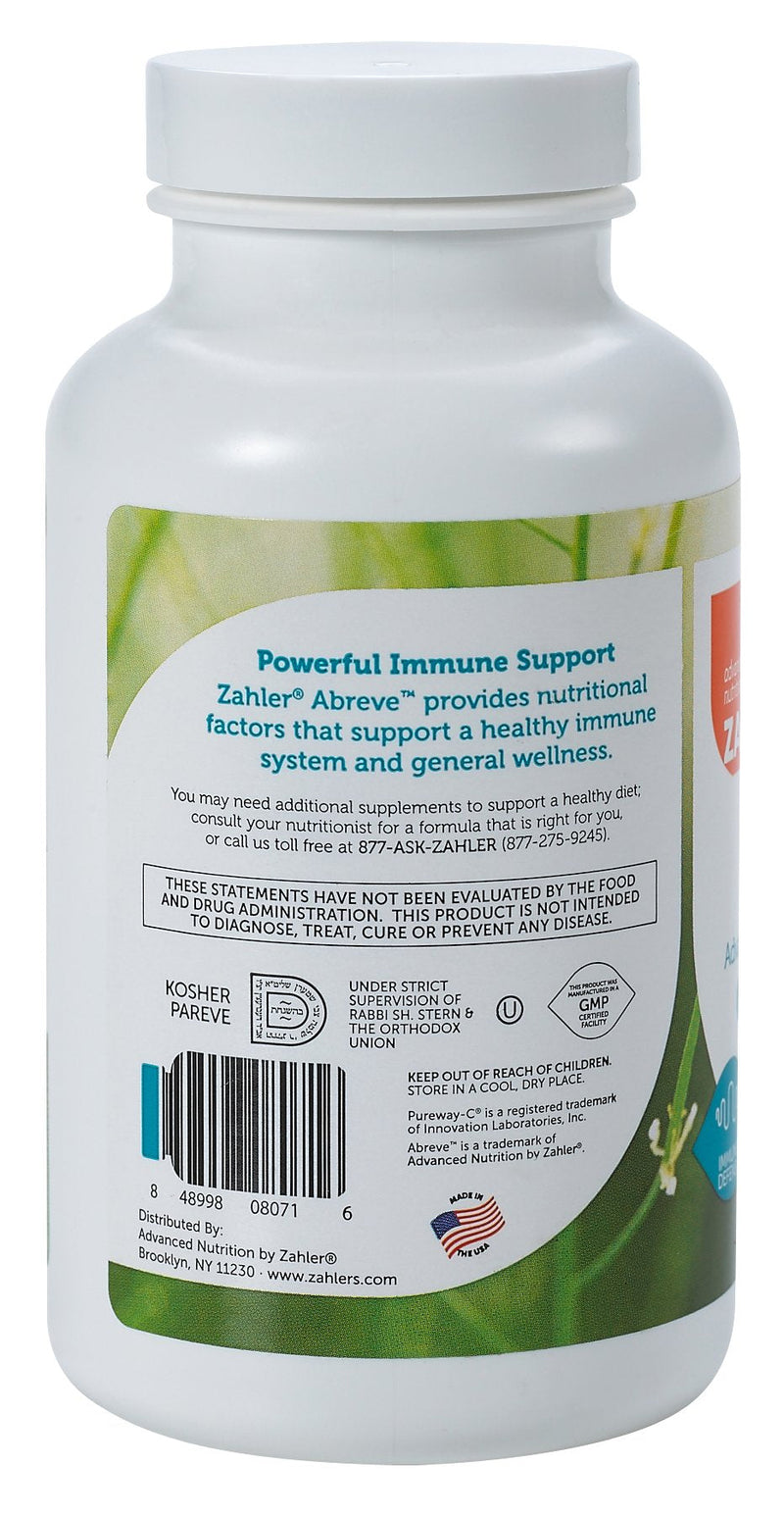 Zahler ImmunAbreve, Powerful Immune System Support, Contains Vitamin C Pantothenic Acid Echinacea and More, Certified Kosher (90 Capsules) Unflavored 90 Count (Pack of 1)