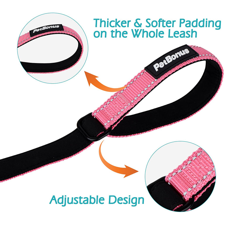 PetBonus Dog Leash Wrist Strap, Safety Strap for Retractable Leash, Lockable Reflective Short Dog Walking Lead with Adjustable Soft Padded Handle, Extra Layer Security for Pet Stroller (Pink) Pink 1 Pack - BeesActive Australia
