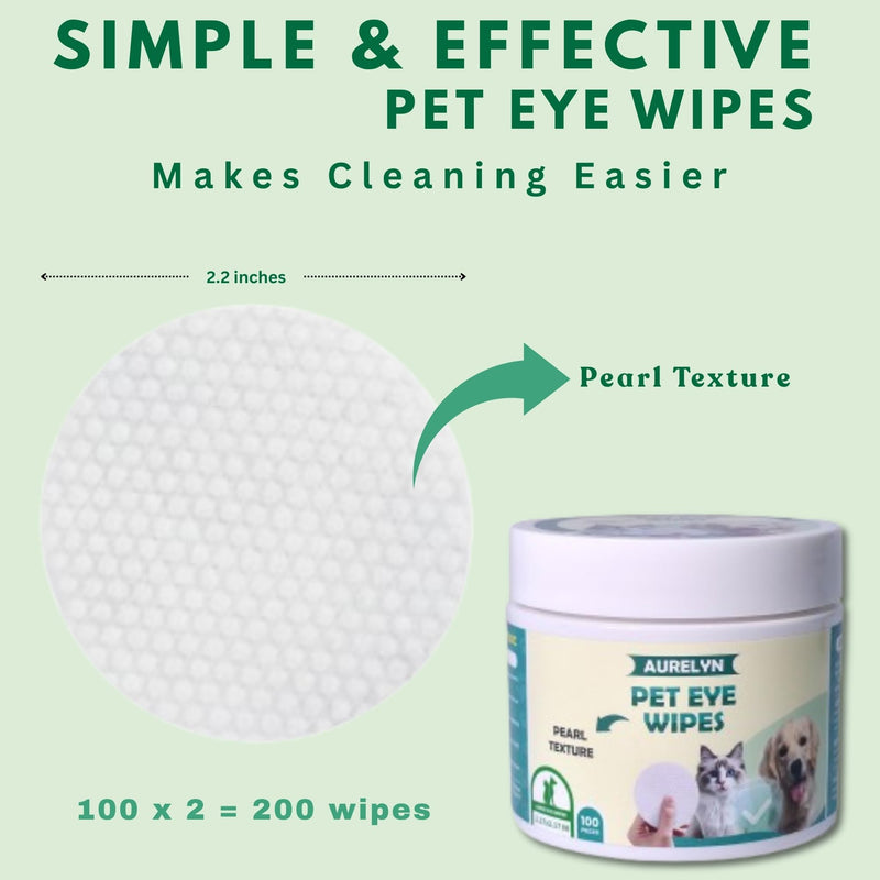 Pet Eye Wipes – 200 Cat & Dog Eye Wipes | Tear Stain Remover for Dogs Eyes | Disposable Pet Eyes Cleaning Pads to Remove Crust & Discharge | Perfect for Pets Daily Grooming Care Pack OF2