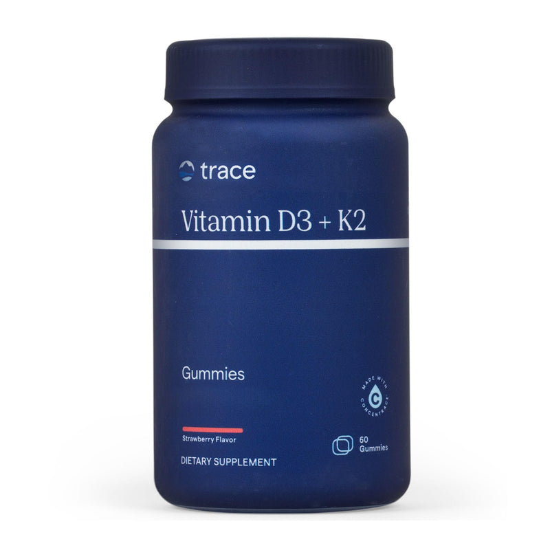 Trace Minerals Vitamin D3 + K2 Gummies, 60 Servings, Strawberry | Plant-based chewable, Bone and heart support, Calcium absorption aid, 1 gummy up to 3 times daily, Ionic trace minerals