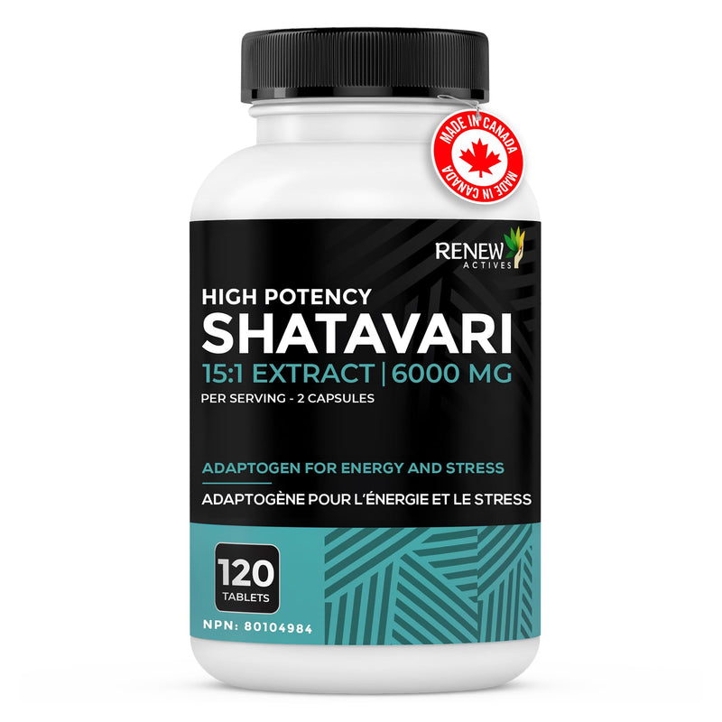 Renew Actives Shatavari Capsules ‚Äì Natural Adaptogen for Energy, Vitality, & Endurance ‚Äì Promotes Wellness & Resilience with Ayurvedic Herbs ‚Äì Organic, Vegan ‚Äì Made in Canada ‚Äì 120 Capsules - BeesActive Australia
