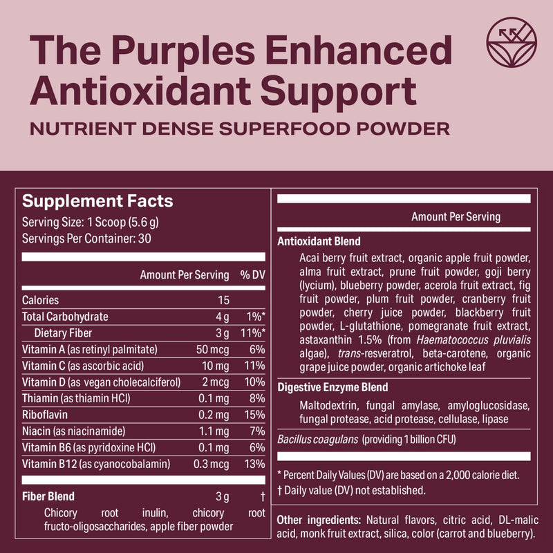 Proper The Purples Antioxidant Superfood Powder with Acai and Blueberry | Antioxidant Superfood Powder With Acai, Amla, Blueberry, Vitamin C, Probiotics, Prebiotic Fiber, And B Vitamins For Wellness