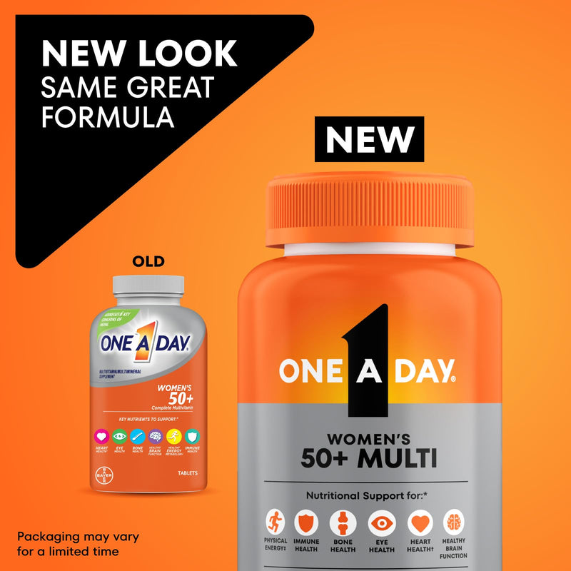 One A Day Multivitamin for Women 50 and Over Tablets, Womens Multivitamin 50 plus with Vitamins D, C, E, Zinc & Biotin, Daily Vitamins for Woman 50+, 200 Ct