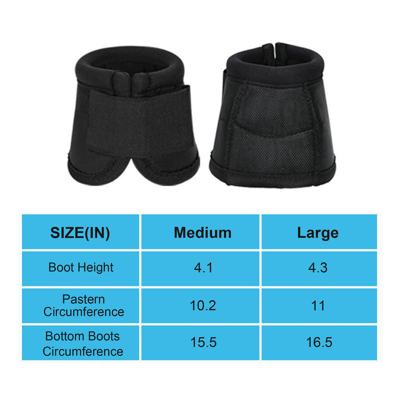 No Turn Bell Boots for Horses Ballistic Hoof Overreach Bell Boot Durable Shock Absorbing Hoof Protection (Black, Large) Black