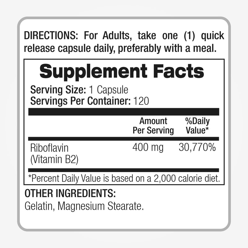 FITO MEDIC'S Lab | Vitamin b2 |120 Capsules | 400 mg | riboflavin 400mg | b2 Vitamin 400mg | b2 | riboflavin | Ultra high Absorption.