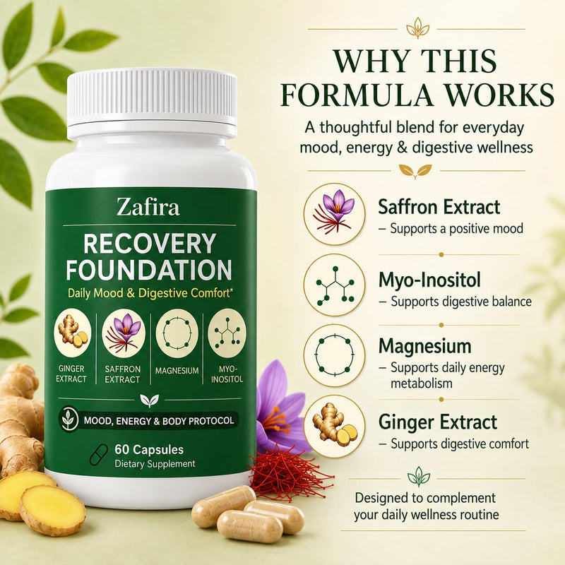 Zafira 𝑅𝑒𝑐𝑜v𝑒𝑟y Foundation 𝐶𝑎p𝑠𝑢l𝑒𝑠,𝑧𝑎𝑓𝑖𝑟𝑎 𝑜𝑟𝑔𝑎𝑛𝑖𝑐𝑠,All-Natural Ingredients, Natural 𝐻e𝑟b𝑎l Formula w𝑖tℎ 𝑆a𝑓f𝑟o𝑛 𝐸x𝑡r𝑎c𝑡