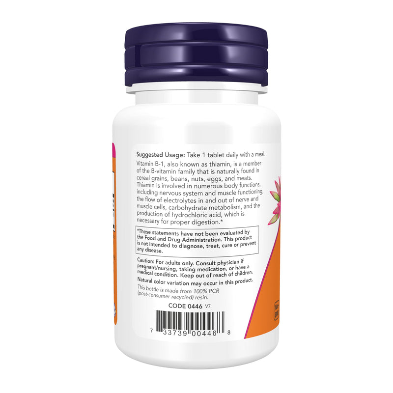 NOW Foods Supplements, Vitamin B-1 100 mg, Energy Production*, Nervous System Health*, 100 Tablets 100 Count (Pack of 1)