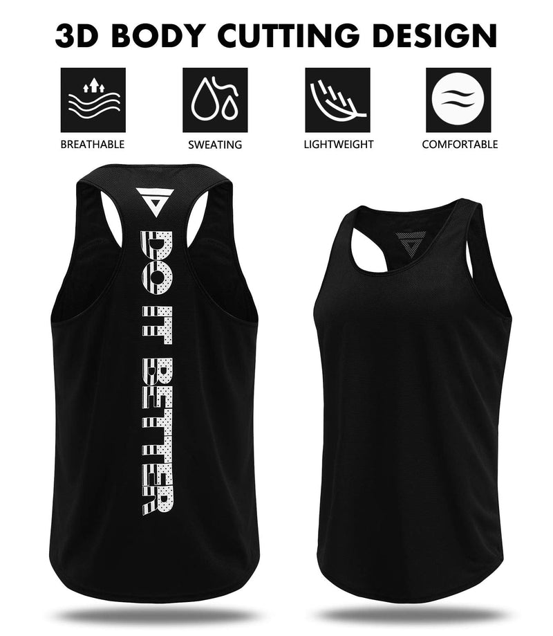 Boyzn Men's 1, 3 or 5 Pack Y-Back Workout Tank Tops, Athletic Muscle Gym Tank Tops, Fitness Bodybuilding Sleeveless T-Shirts Large 3 Pack-black - BeesActive Australia