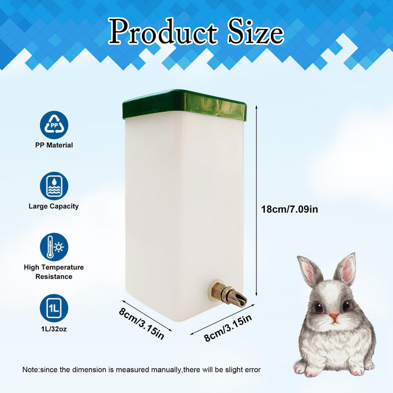 32oz No-Drip Rabbit Waterer Stainless Steel Nipple for Small Animal Rabbit Waterer for Small Pet/Bunny/Ferret/Hamster/Guinea Pig (1L) (cy-tzwsq, xbh1) cy-tzwsq - BeesActive Australia