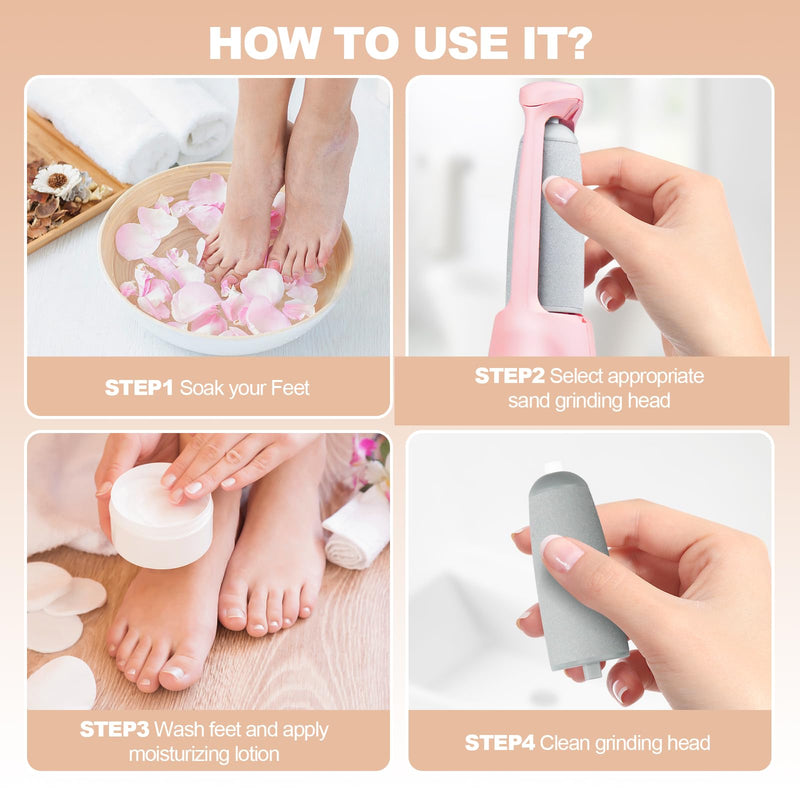 ANUMITRA Electric Foot Callus Remover Rechargeable – Professional Pedicure Tool for Feet with Dual-Speed 2-in-1 Rollers, Electric Foot File & Grinder for Dead Skin, Cracked Heels & Dry Skin Care - BeesActive Australia