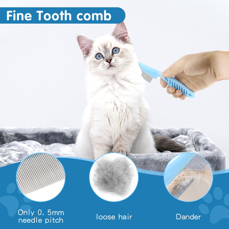 Dog Brush Dog Grooming Kit 6PCS Dog Brush for Shedding-Dog Brushes for Grooming, Dematting Comb for Dogs, Cat & Dog Nail Clipper with Nail File, Flea Comb, Dog Bath Brush-Blue - BeesActive Australia