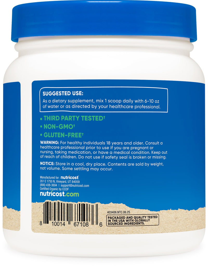 Nutricost Organic Inulin Powder 1LB (454 Grams) 7 Grams of Fiber Per Serving - from Chicory Root - Certified USDA Organic