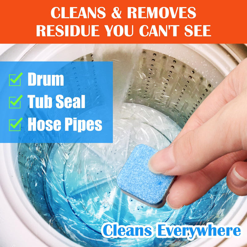 24 Pack Washing Machine Cleaner Tablets，Deep Cleaning for HE Front Loader & Top Load Washer，Clean Inside Drum And Laundry Tub Seal 1 Year Supply - BeesActive Australia