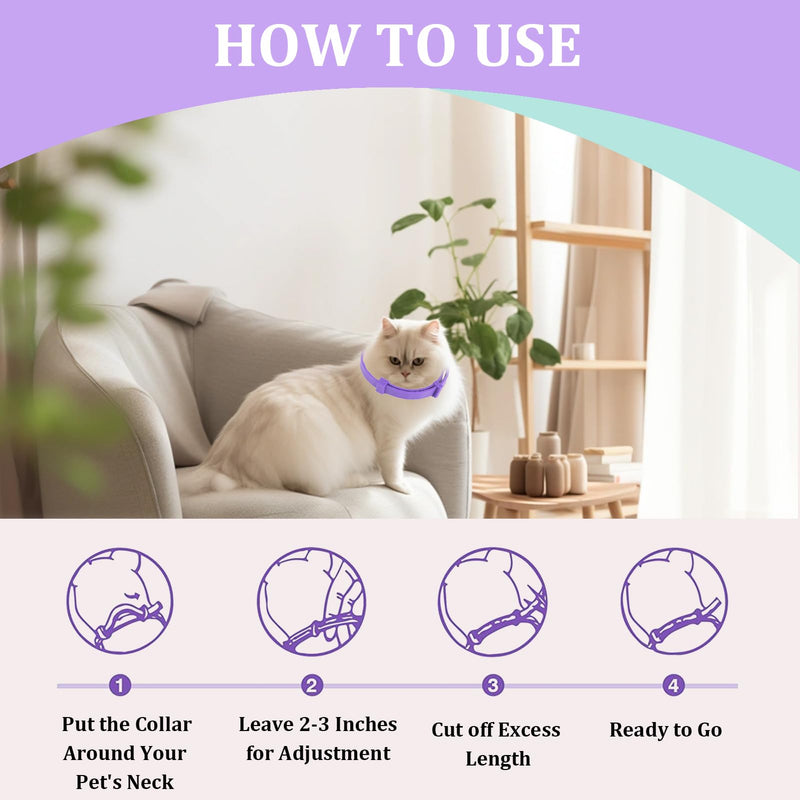 Pack of 4 Calming Collar for Cats, Calming Collar for Dogs, Adjustable Calming Collars, Calming Agent, Relieves Anxiety in Cats and Dogs, Calming Collar, Anti-Stress Cat Neck - BeesActive Australia