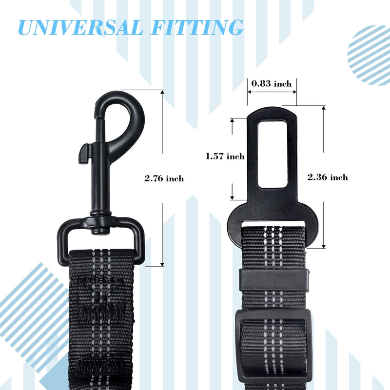 2 Pack Dog Seat Belt Adjustable Dog Car Seatbelts for Vehicle Nylon Pet Safety Seat Belt with Elastic Bungee Buffer Reflective & Durable Car Harness for Dogs Black + Black - BeesActive Australia