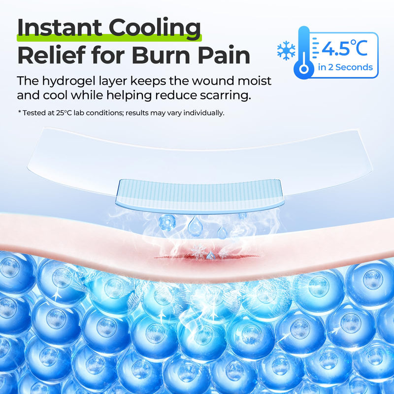 AUVON Hydrogel Burn Dressings 4" x 4" for Instant Cooling Relief & Moist Healing, Adhesive Burn Pads for 1st-2nd Degree Burns, Cuts, Abrasions, Waterproof Wound Dressing for Home First Aid Kit, 10 Pcs 4x4 Inch (10 Pcs)