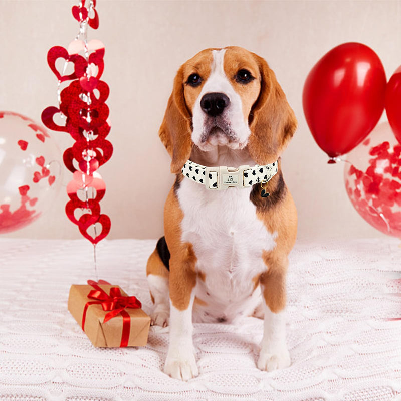 Lionheart glory Valentine's Day Collar-Hearts Print Dog Collar for Medium Cute Dog Collars Spring Female Male Pet Gift Adjustable Heavy-Duty Soft Collar Holiday Medium (Pack of 1） Hearts - BeesActive Australia