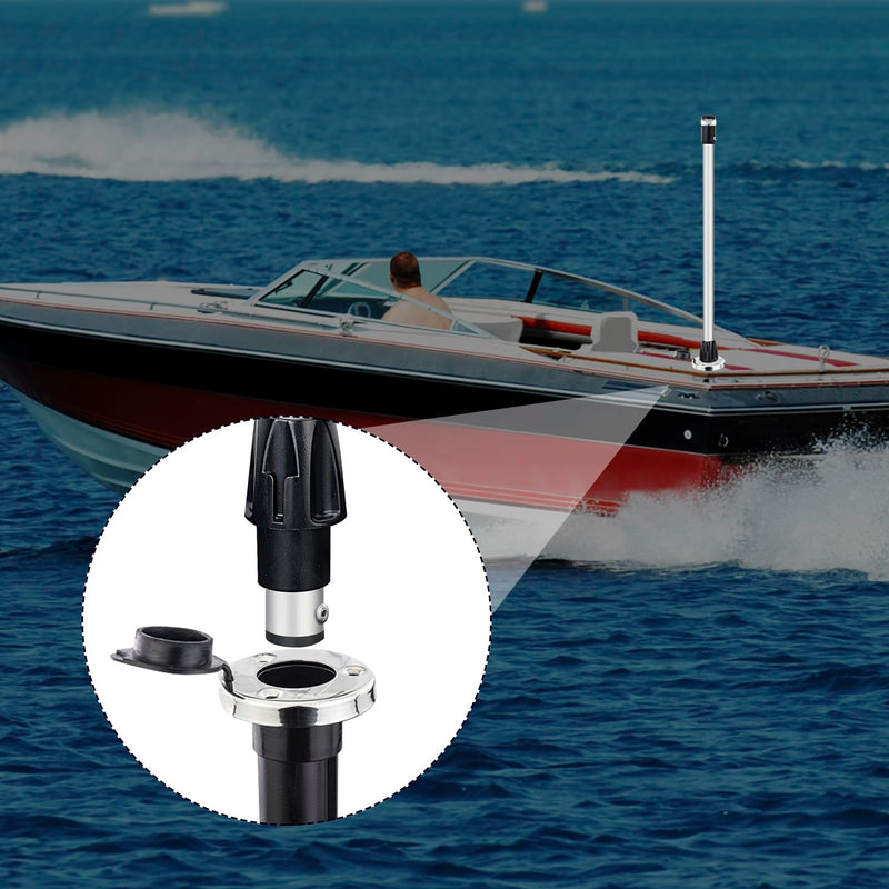 Marine LED Navigation Light, 360-Degree All Round Stern Anchor Light, Removable Pole with Base for Boats,Anti Oxidation Anode Aluminum Tube，(Plug In Base, 24 Inchs) EA02127-24MF(Plug In Base)