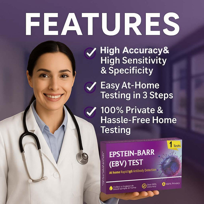 EBV at-Home Test Kit | Detects IgG Response to VCA & EBNA | 15-Minute Rapid Result | Easy Fingerstick Sample