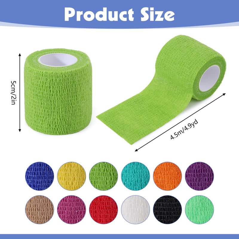 XREE 12 Rolls of Self-Adhesive Bandage, 5cm x 4.5m Self-Adhesive Bandage Elastic Bandage Adhesive Bandage for Stretch Athletes Pet Arm Foot Joint Finger (12 Colors) Colorful - BeesActive Australia