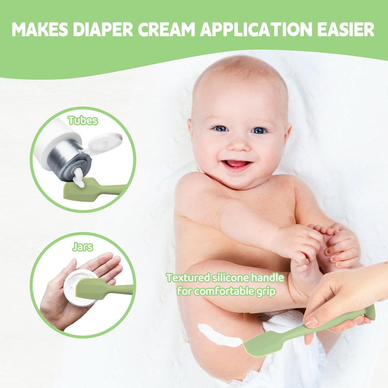 Baby Diaper Cream Spatula 3 Pack Diaper Spatulas Soft Silicone Diaper Cream Applicator Baby Butt Paste Spatula Brush with Suction Base,Full Size(Gray+Off-white+Green Gray+Off-white+Green - BeesActive Australia