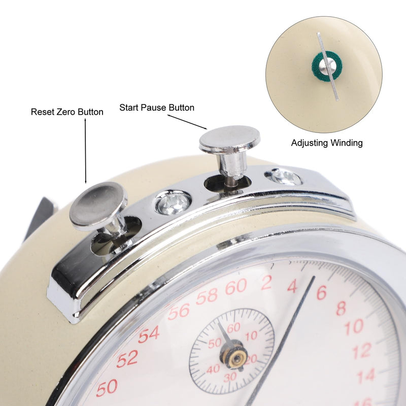Mechanical Stopwatch 60 Second 0.2s Scale Value Dial Metal Plastic Compact Design for Running Physics Experiments (1 Count) - BeesActive Australia