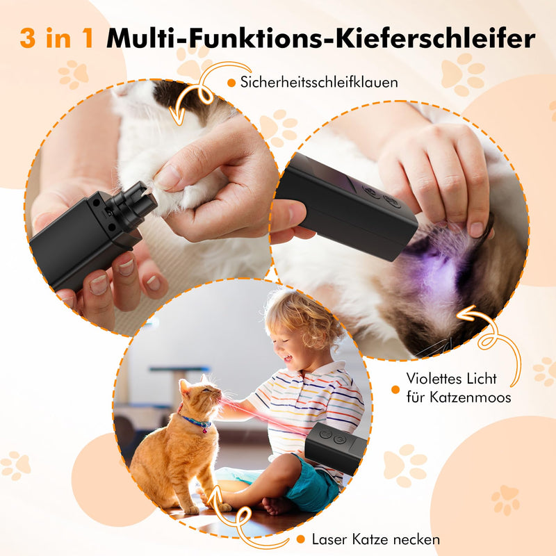 ETENTOUS Claw Grinder for Dogs 4 Speed with LED Lights - Latest Professional Claw Grinder with 3 Connections (with Claw Clippers), Super Quiet, Dog Nail Grinder for Large, Medium, Small Dogs 1#: Black - BeesActive Australia