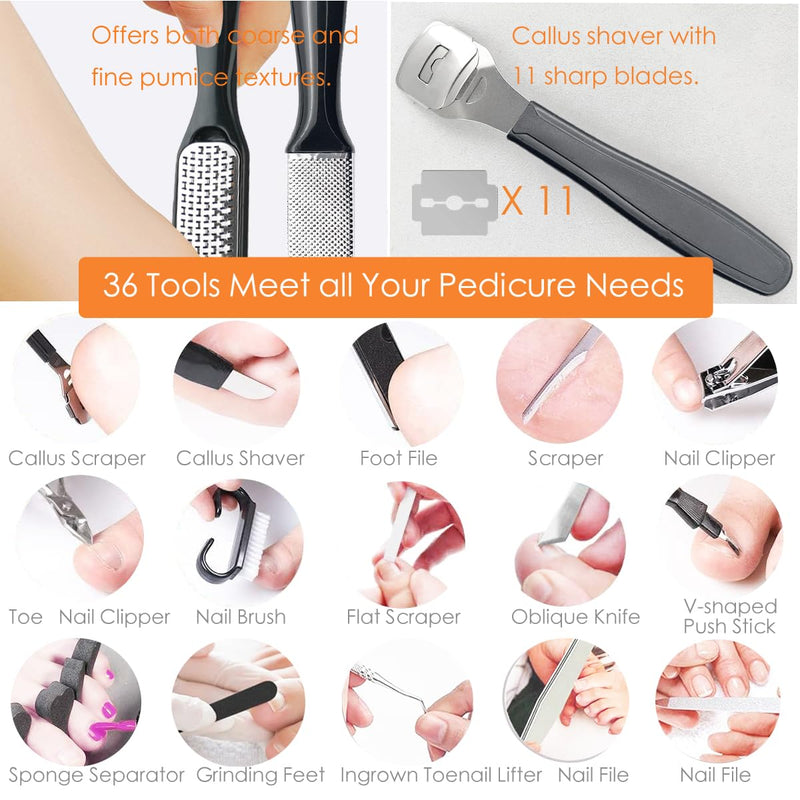 Electric Callus Remover with Dander Vacuum for Feet, Portable 36 in 1 Pedicure Kit Foot File Callus Remover, Waterproof Rechargeable Foot File for Foot Care with 3 Heads&LCD Display - BeesActive Australia