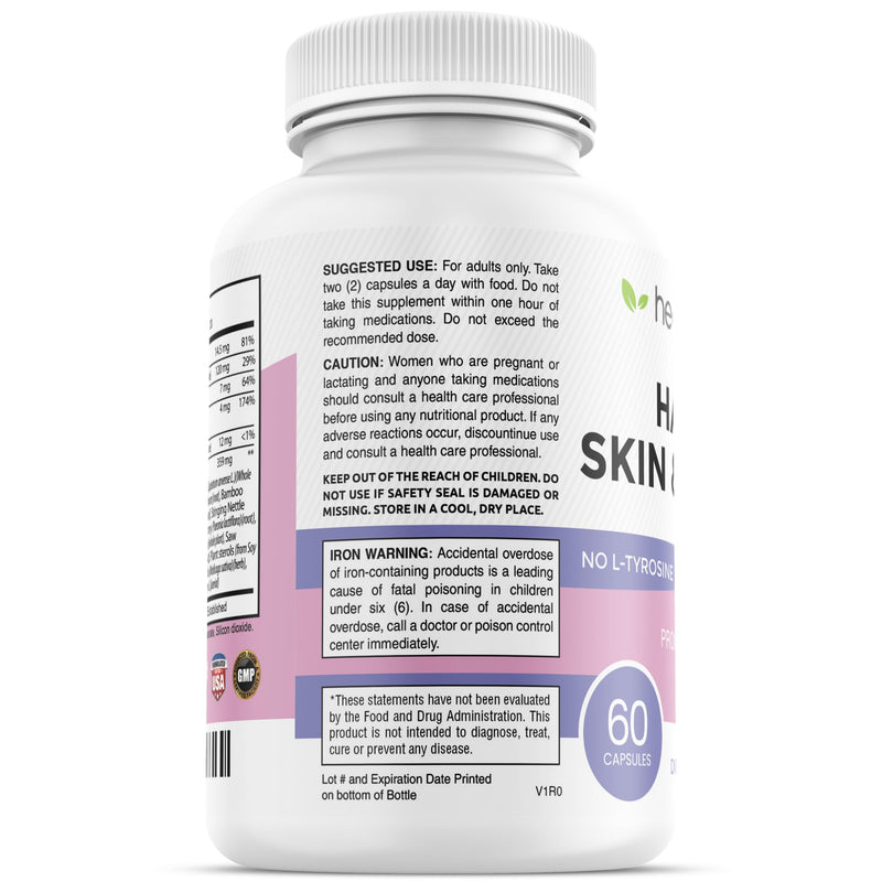 healblend Hair Skin and Nails Vitamins for Women with Biotin 5000 mcg, Iron and Manganese | Vegan, Non-GMO | 60 Capsules 1