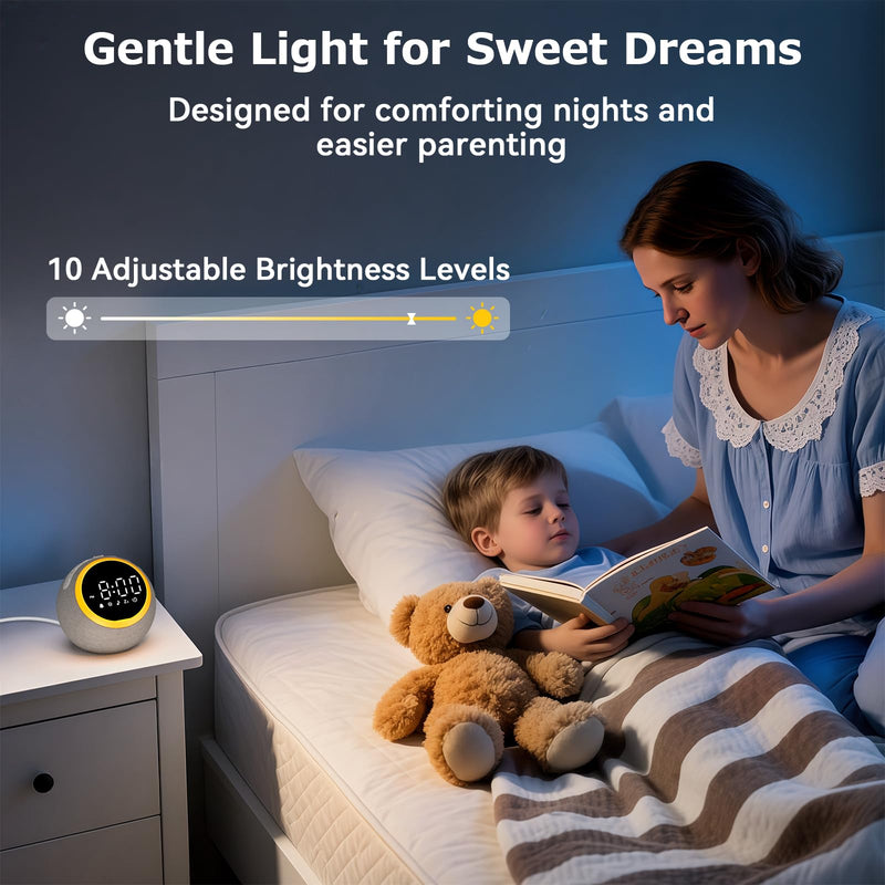 Rohent Sound Machine for Sleeping Adults: Alarm Clocks for Bedrooms, 25 Soothing Sounds, 7 Soft Wake-Up Sounds, 16 Adjustable Volume & Timer, Memory Function - Ideal for Bedroom Gray 4.5*4.5*4.5 - BeesActive Australia