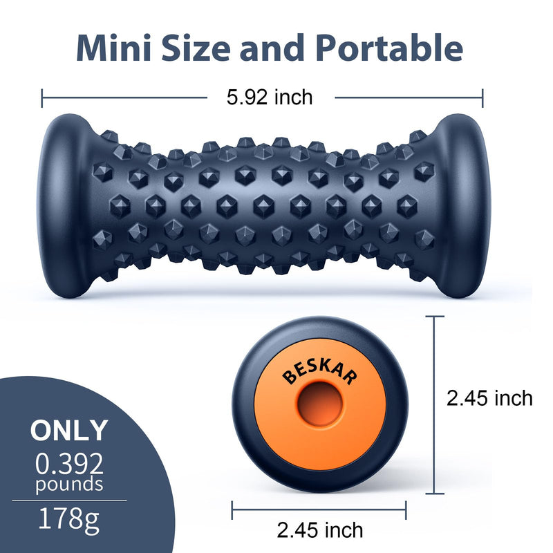 BESKAR Foot Massage Roller for Plantar Fasciitis Relief, Portable Reflexology Tool Pressure Point Massage Rollers, Deep Tissue Massages for Relieving Feet Arch Heel Pain, Myofascial Pain Syndrome Navy Blue