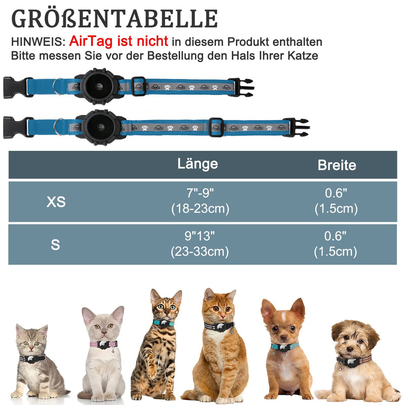 AirTag Cat Collar, Reflective Air Tag Cat Collar, GPS Cat Collar with Adjustable and Bell, Integrated Apple Air Tag Cat Collar, Suitable for Cats Puppies[Blue][S] 9-13 Inch(23-33cm) Blue - BeesActive Australia